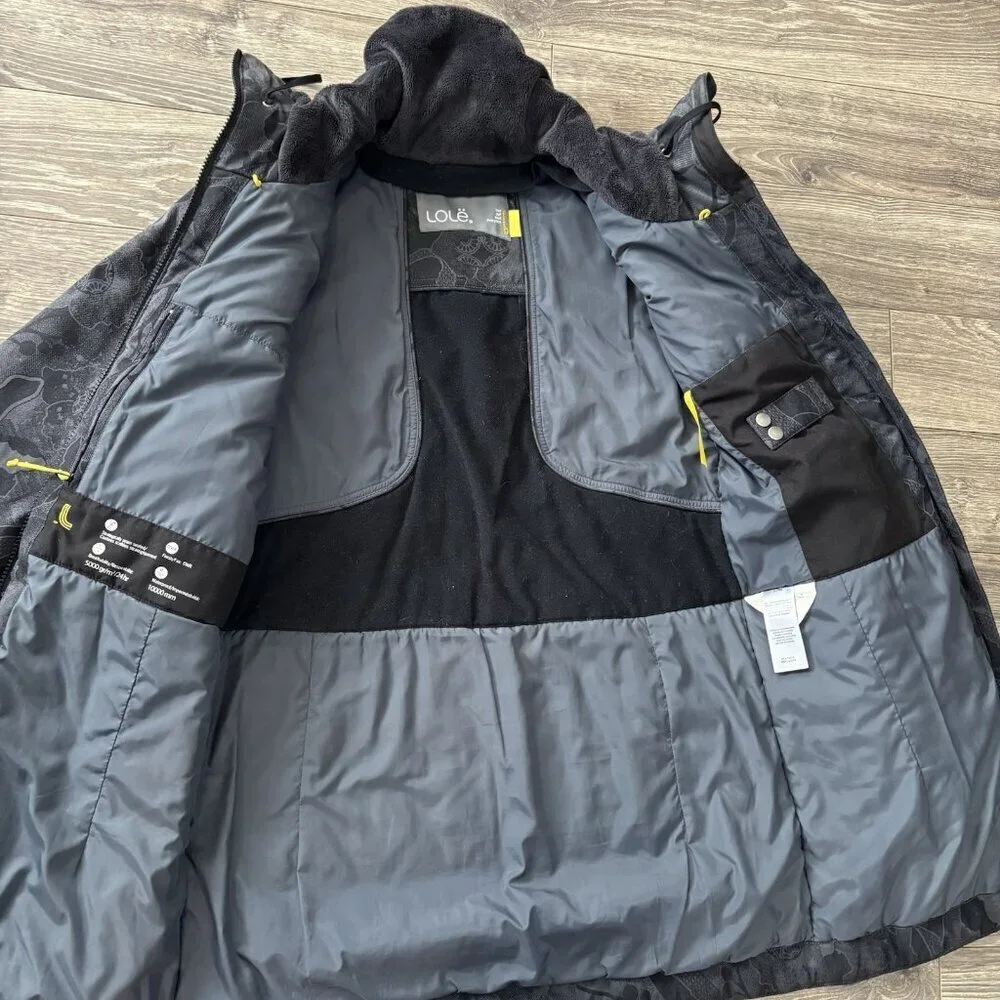 LOLE Insulated Waterproof Winter Parka Jacket Coat Womens M Black Floral flowers - Picture 13 of 16